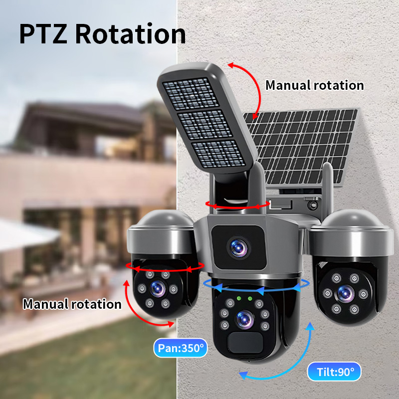 6MP V380 APP Solar Power Tripl - đánh giá và giá Home Security Flood Lights